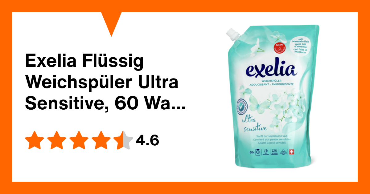 Exelia Flüssig Weichspüler Ultra Sensitive, 60 Waschgänge, Refill ...