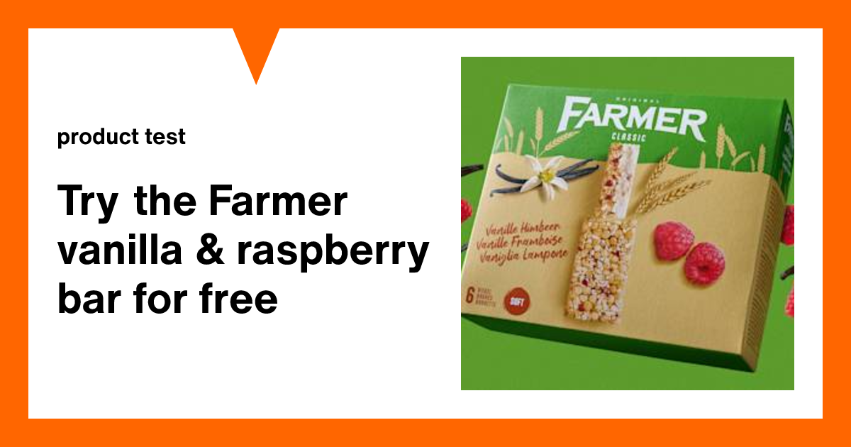 Try the Farmer vanilla & raspberry bar for free | Product testers ...